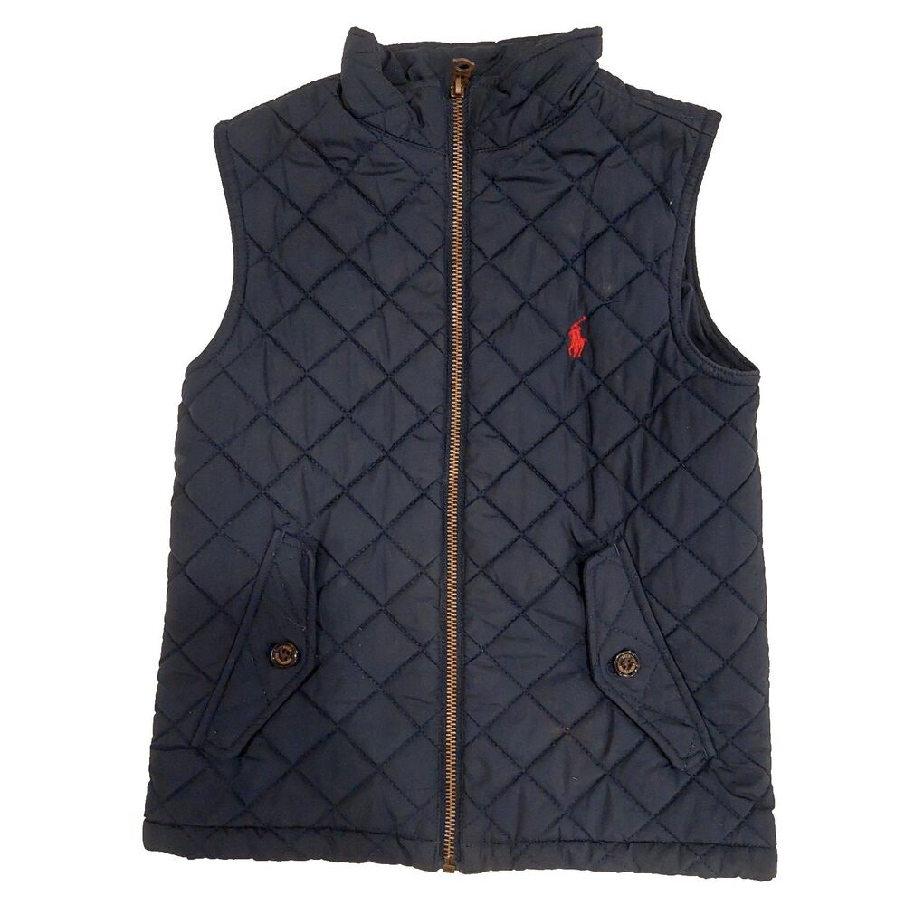 Polo Ralph Lauren Vest Boys 5 Blue Quilted Zip Lined Winter Fall Outerwear